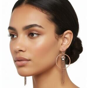 Mia Inspirations Coppertone Hoop/Dangle Hook Earrings Faux Diamond Arrowhead
